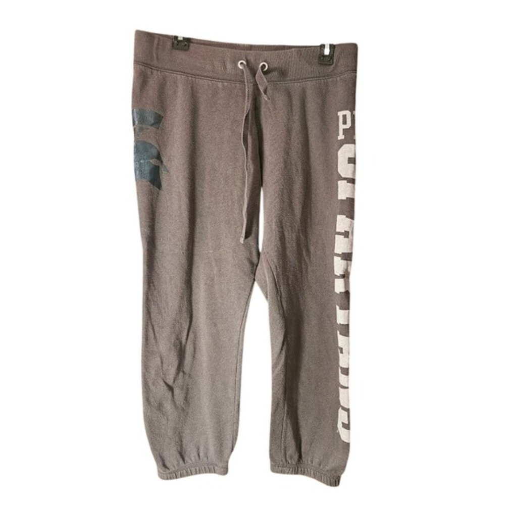 Victorias Secret Pink Line Gray Green MSU Spartan Jogger Sweatpants Women's SZ M